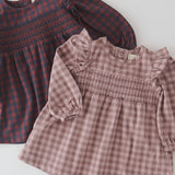 Flannel Smocked Dress - Thistle/Light Thistle