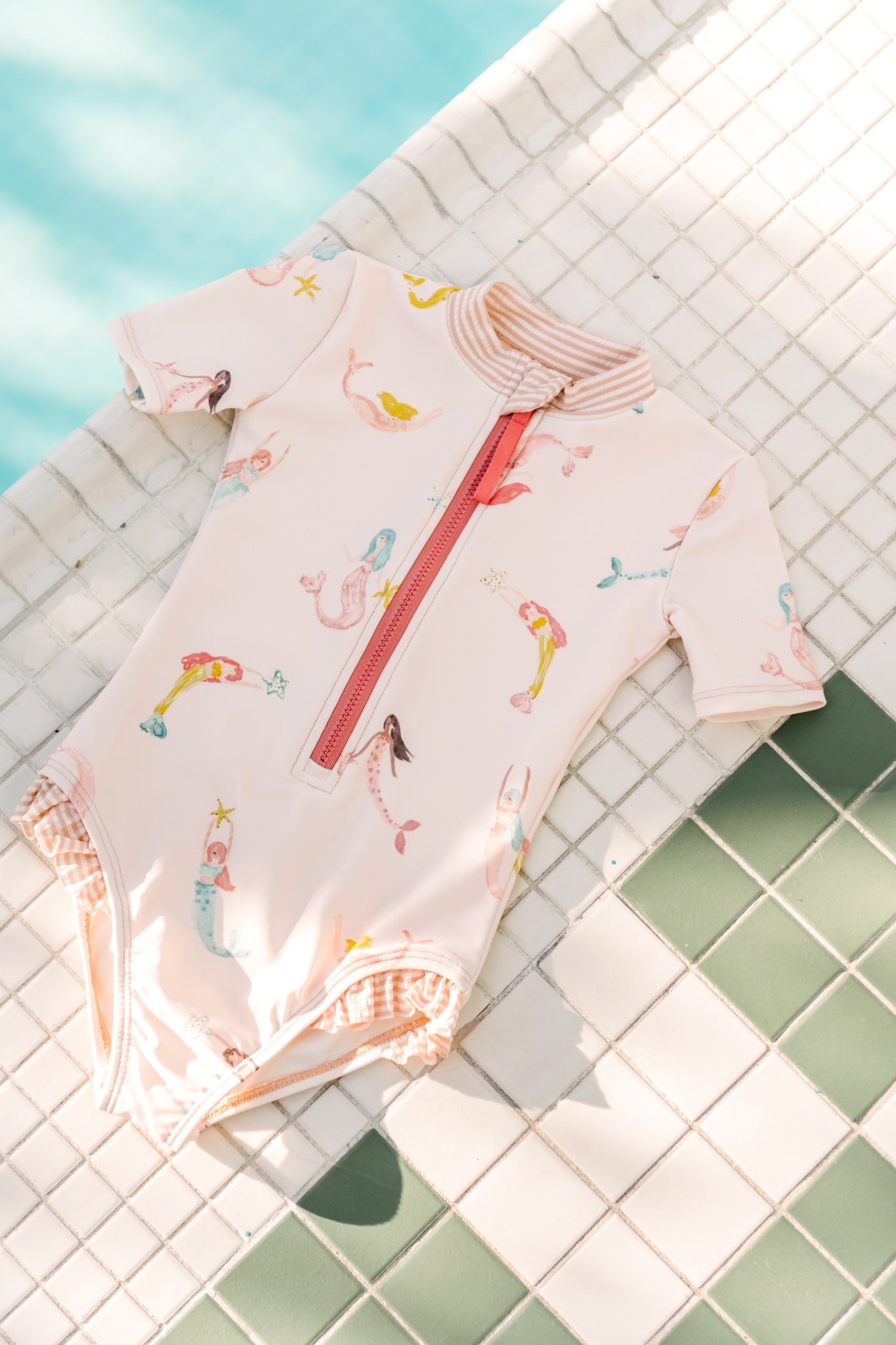 Swim Short Sleeve Ruffle One-Piece - Mermaid Melody