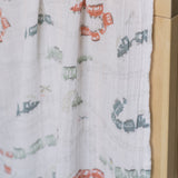 Organic Cotton Muslin Swaddle - Locomotive
