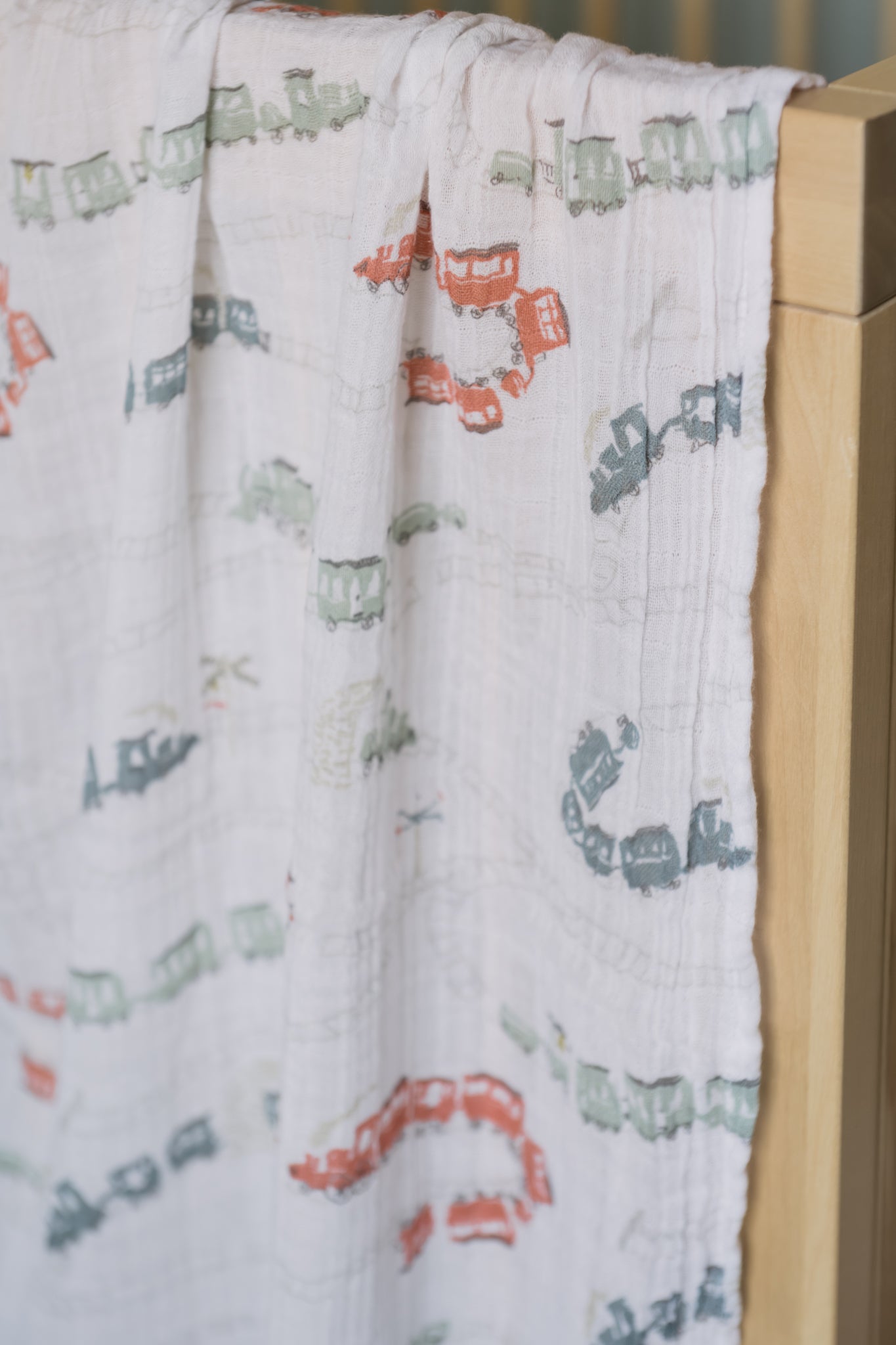 Organic Cotton Muslin Swaddle - Locomotive