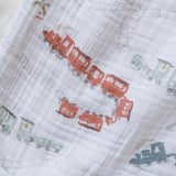 Organic Cotton Muslin Swaddle - Locomotive