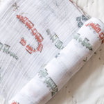 Organic Cotton Muslin Swaddle - Locomotive