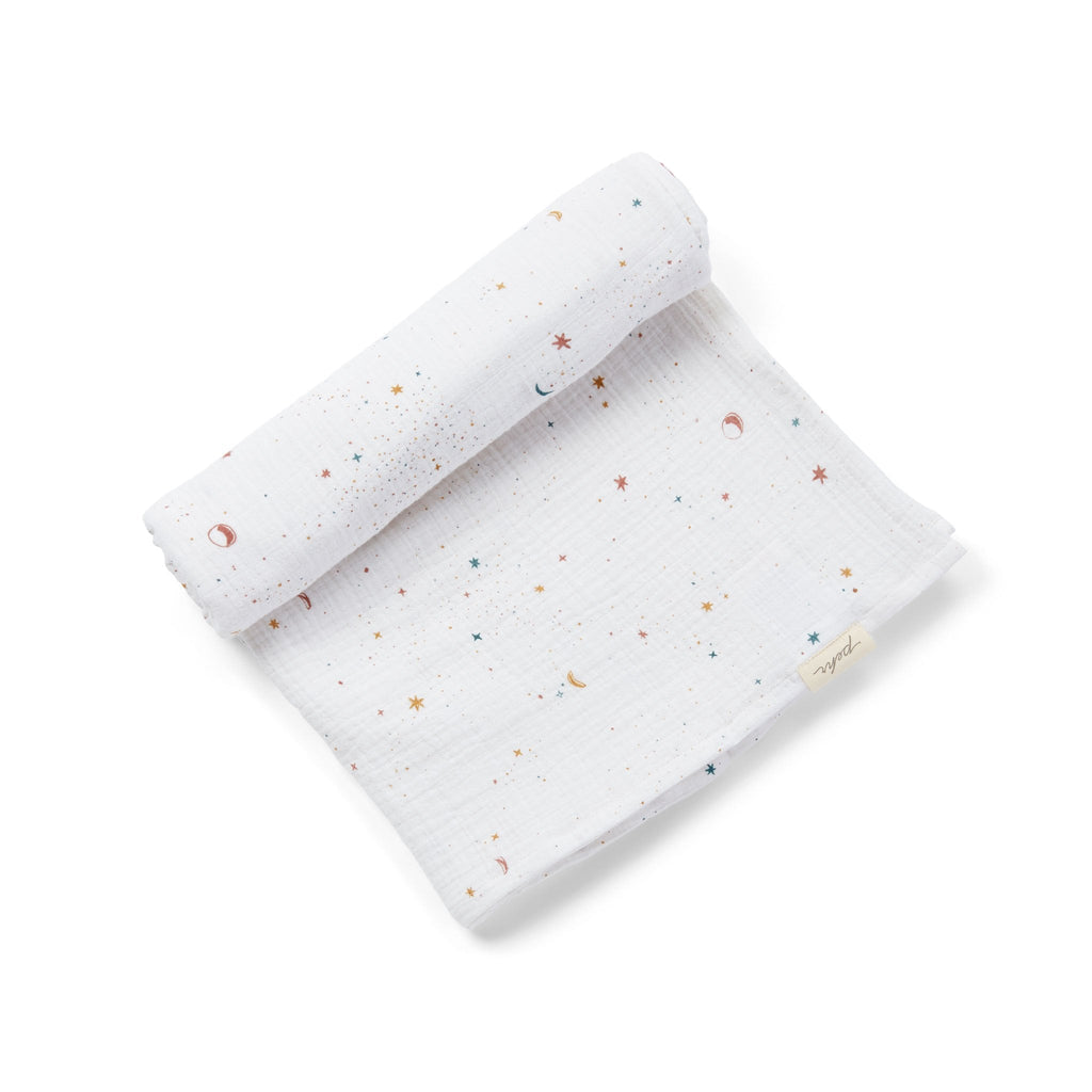 organic cotton muslin swaddle celestial in multi pattern