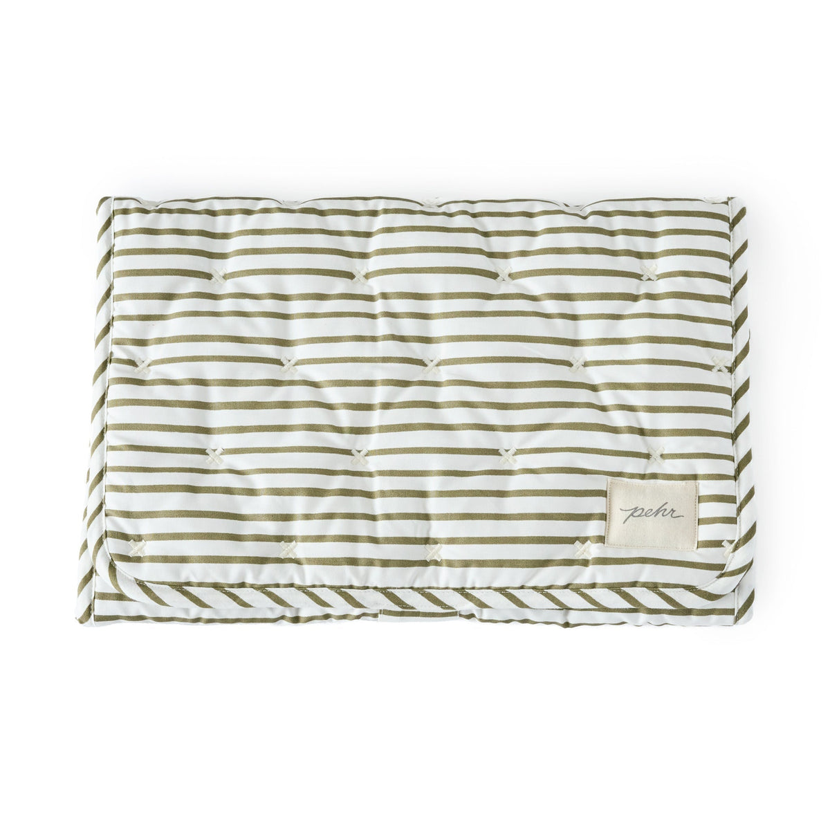 striped on the go portable changing pad stripes away olive in greens pattern