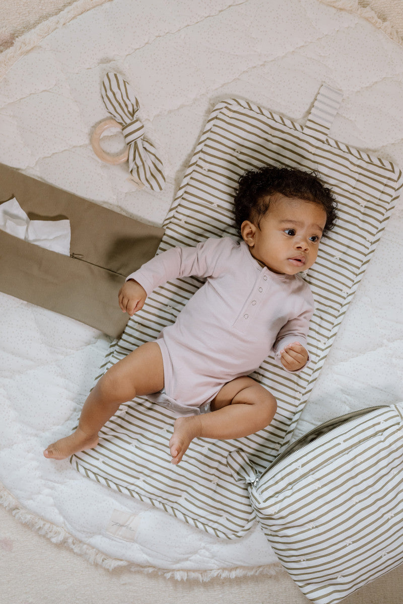 Striped On the Go Portable Changing Pad - Stripes Away Olive