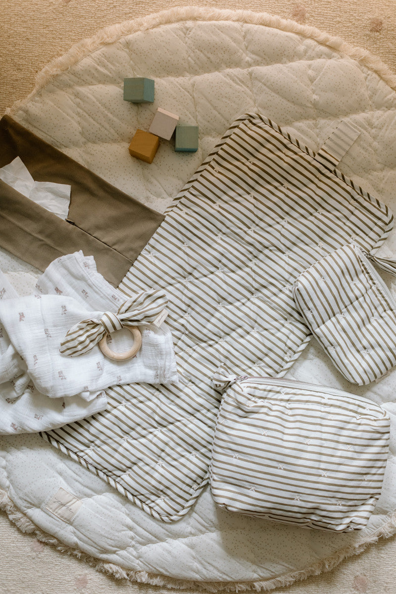 Striped On the Go Portable Changing Pad - Stripes Away Olive