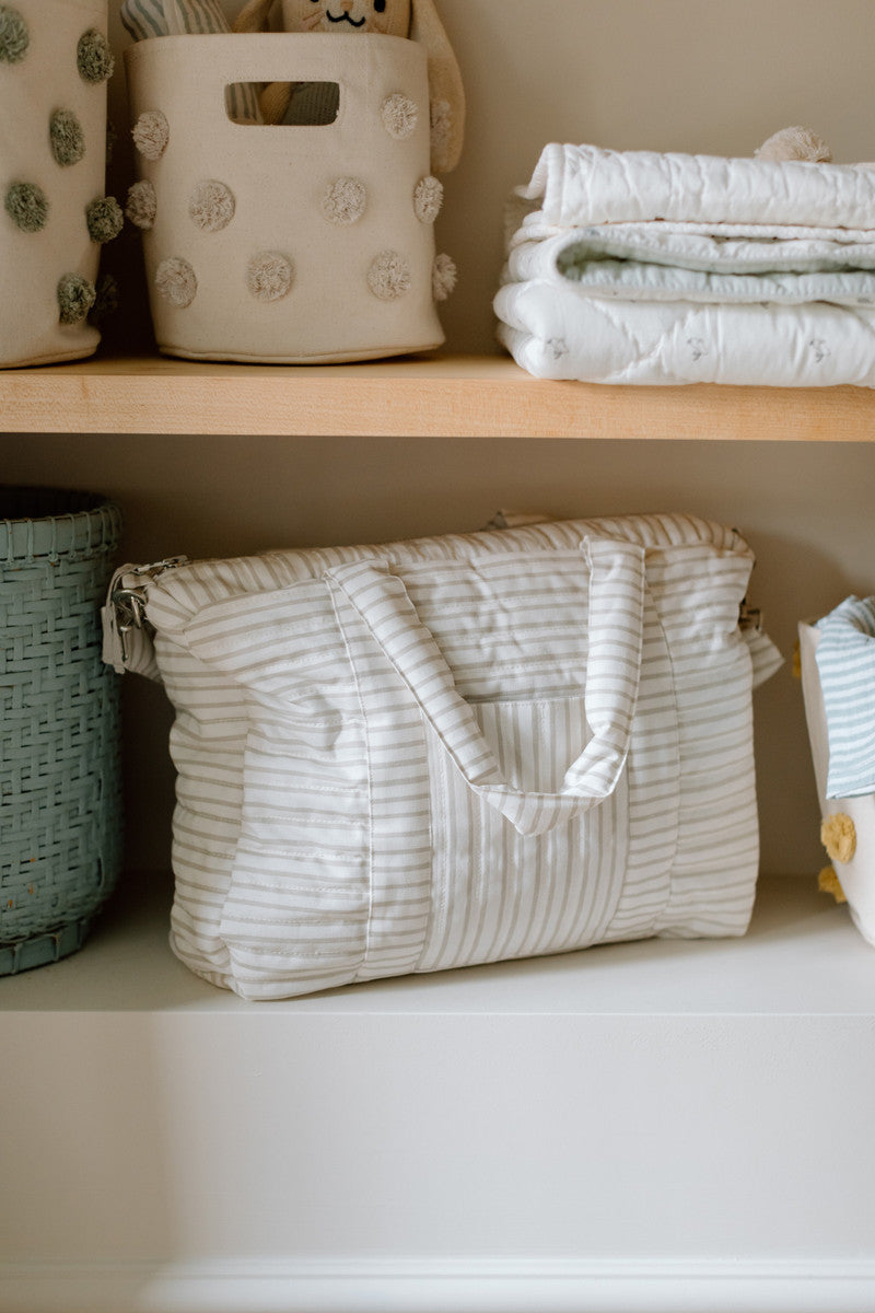 weekender bag stripes away pebble grey
