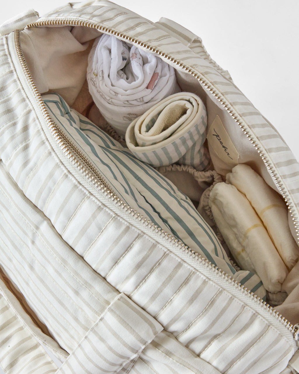 weekender bag stripes away pebble grey