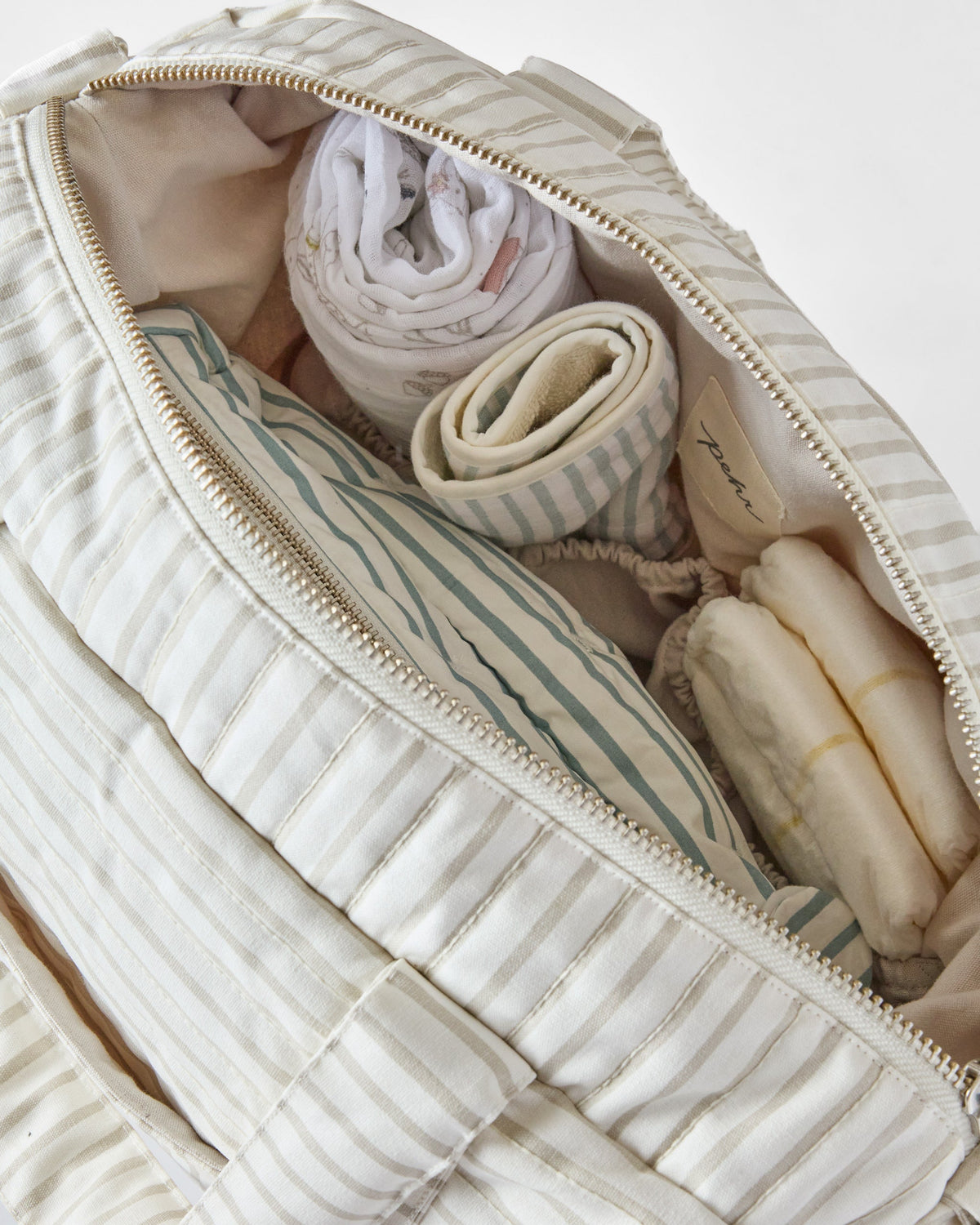 weekender bag stripes away pebble grey
