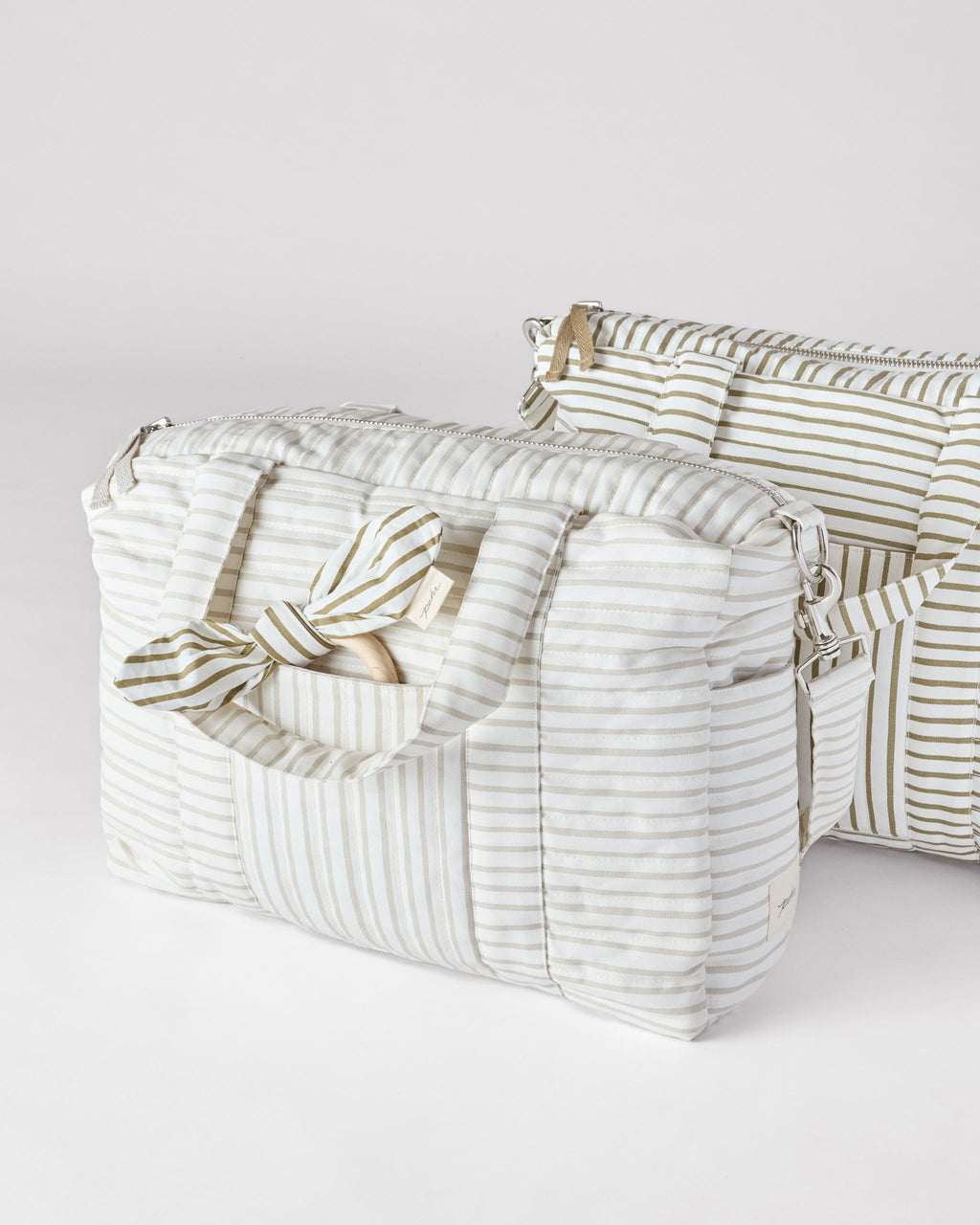 weekender bag stripes away pebble grey