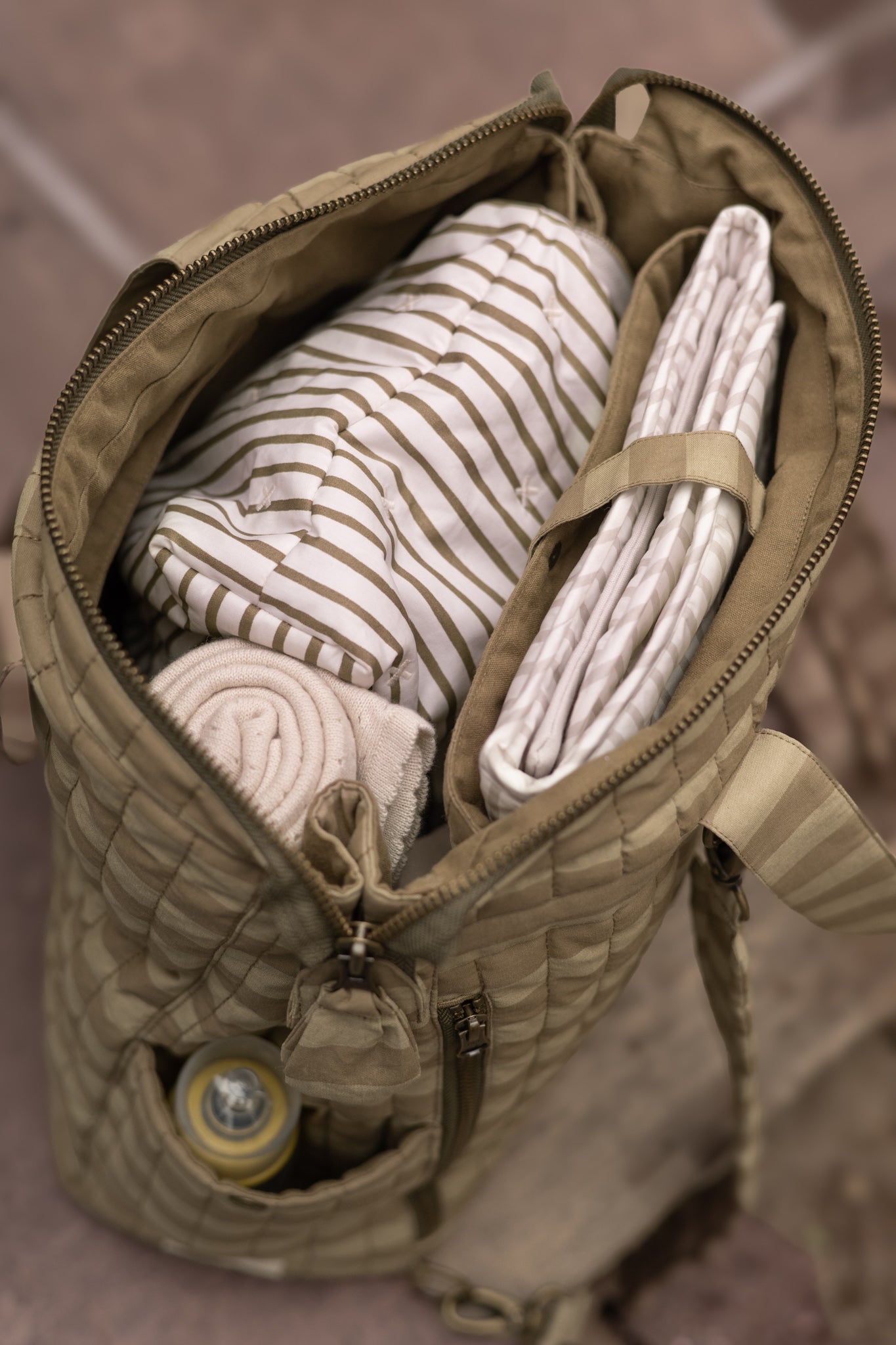 Convertible Diaper Bag - Moss Stripe