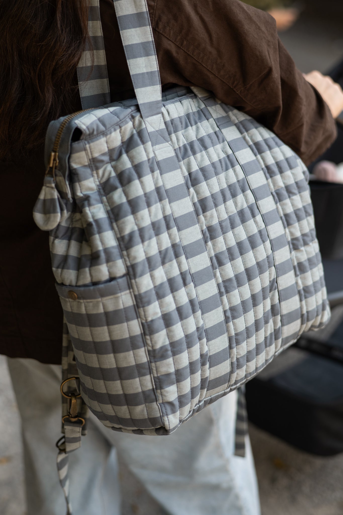 Convertible Diaper Bag - Indigo Stripe