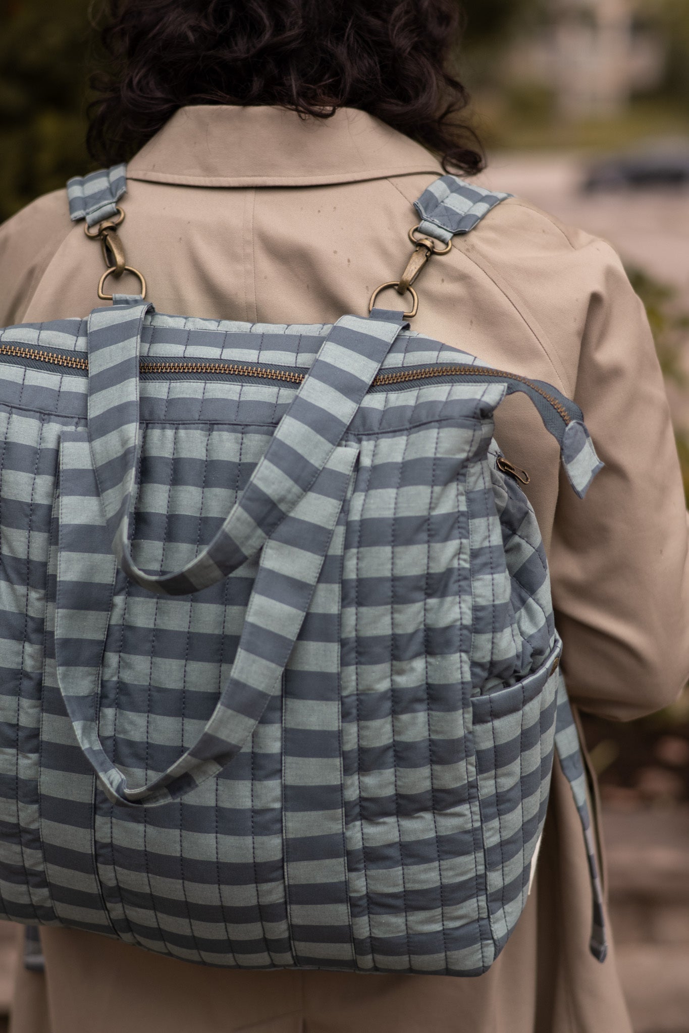 Convertible Diaper Bag - Indigo Stripe