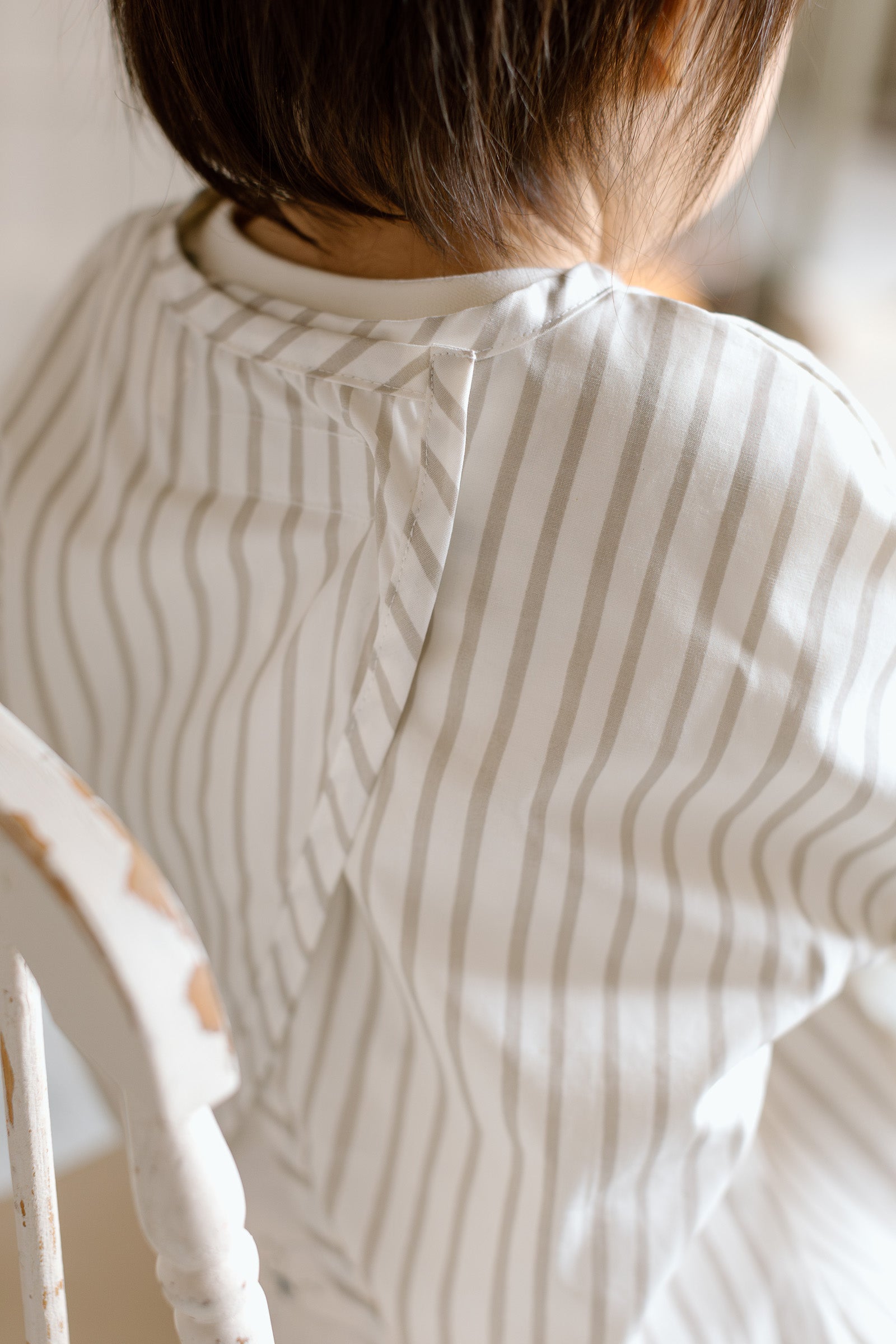 Water-Repellent Baby Smock - Stripes Away Pebble Grey