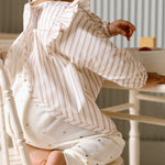 Water-Repellent Ruffle Baby Smock - Stripes Away Rose Pink