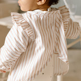 Water-Repellent Ruffle Baby Smock - Stripes Away Rose Pink