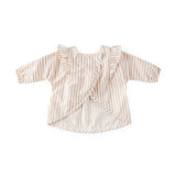Water-Repellent Ruffle Baby Smock - Stripes Away Rose Pink