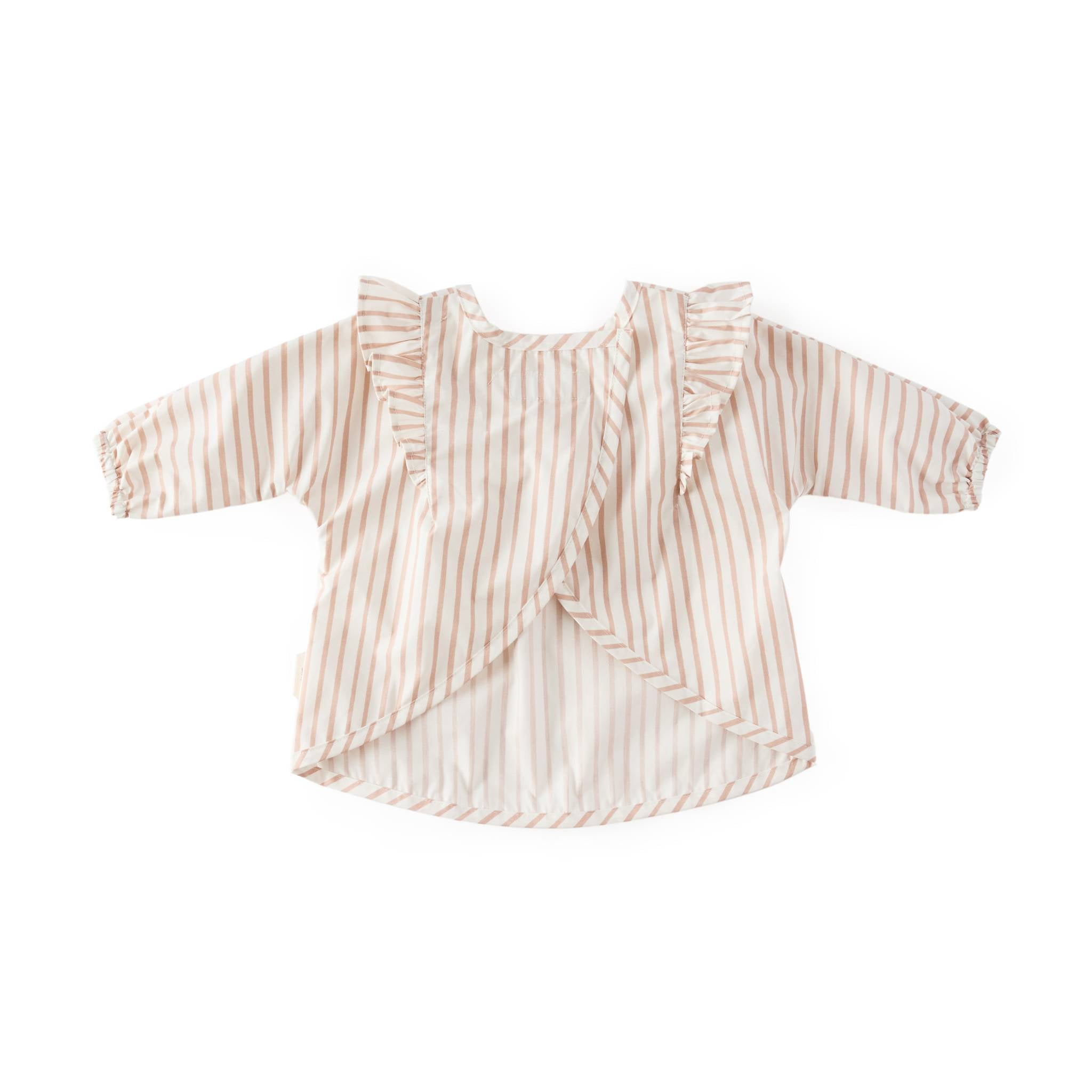 Water-Repellent Ruffle Baby Smock - Stripes Away Rose Pink