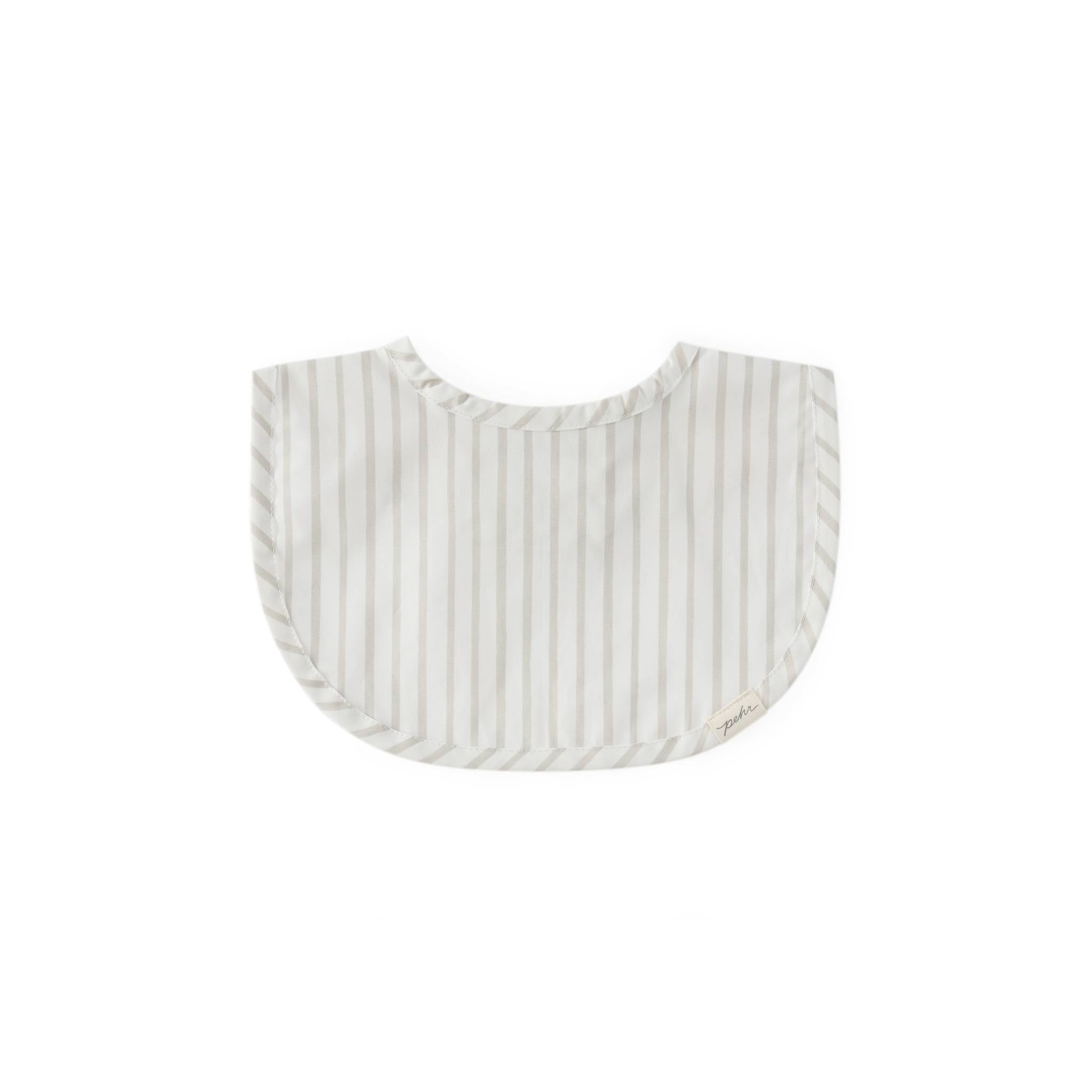 baby water repellent everyday essential baby bib stripes away pebble grey in neutrals pattern