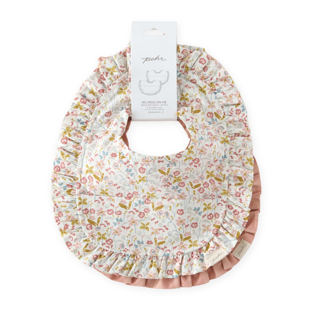baby water repellent ruffle baby bibs with pocket set of 2 floret