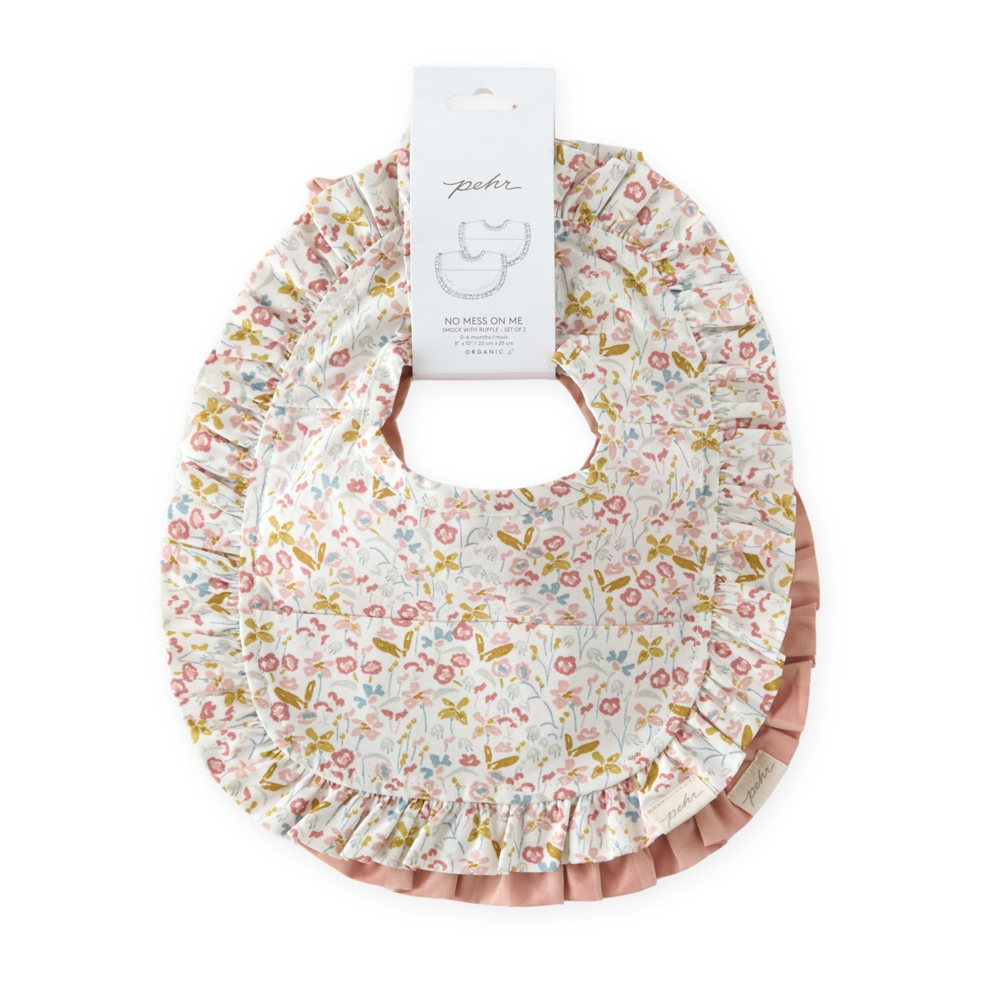 baby water repellent ruffle baby bibs with pocket set of 2 floret