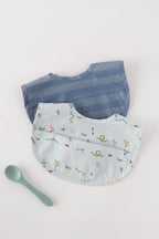 baby water repellent baby bibs with pocket set of 2 crawling critters blue