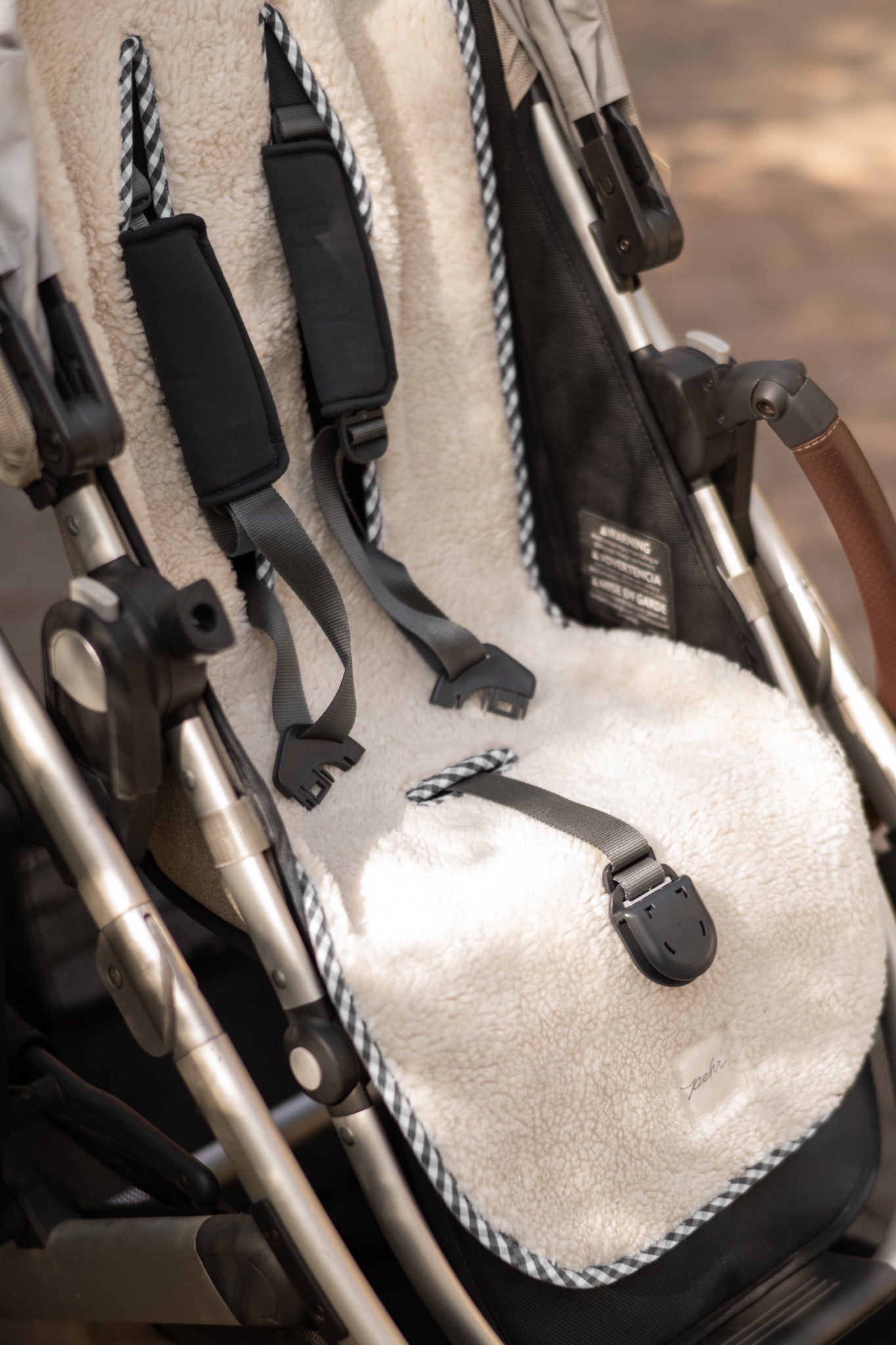 Reversible Stroller Insert - Gingham Indigo /Sherpa