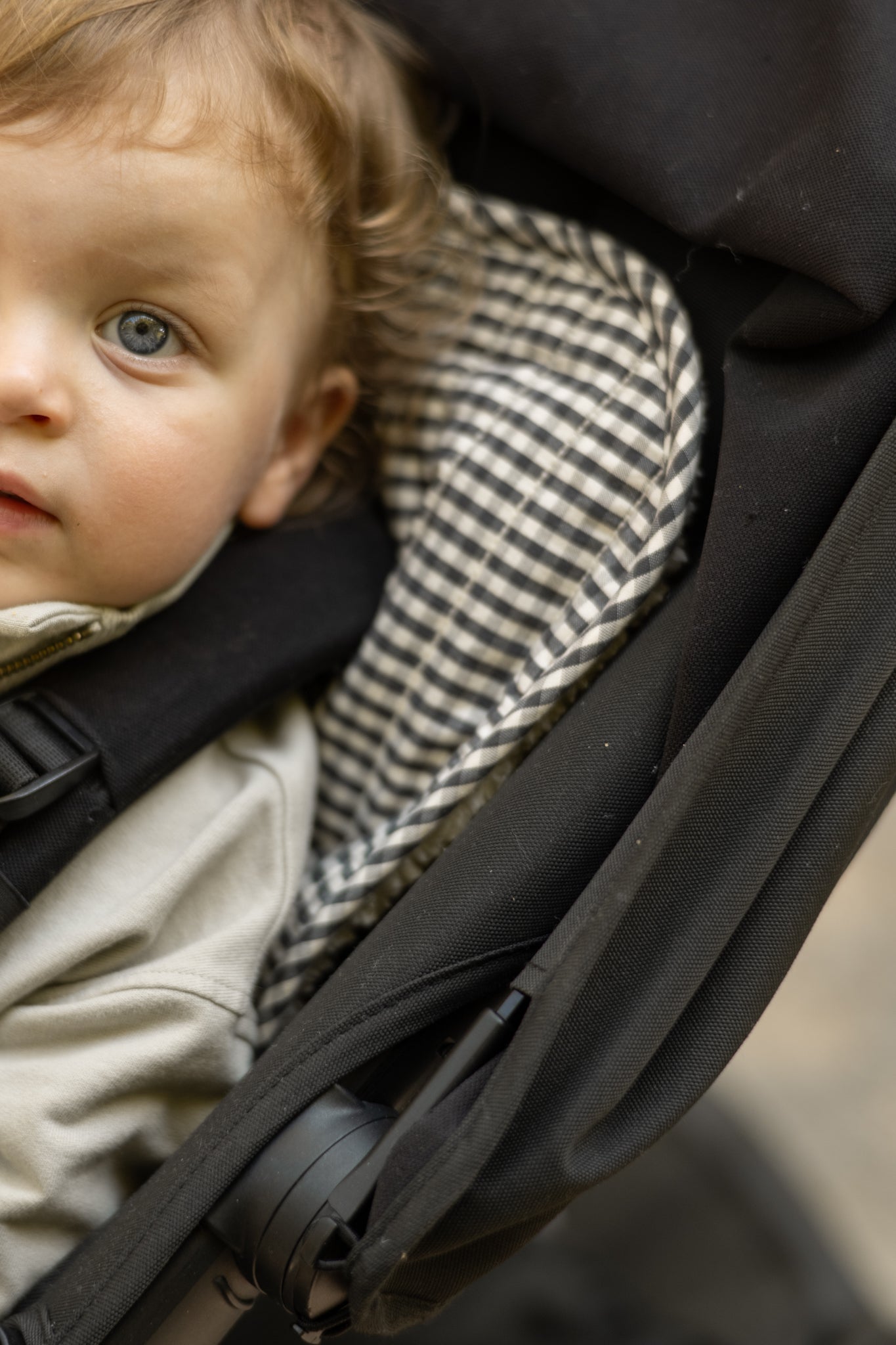 Reversible Stroller Insert - Gingham Indigo /Sherpa