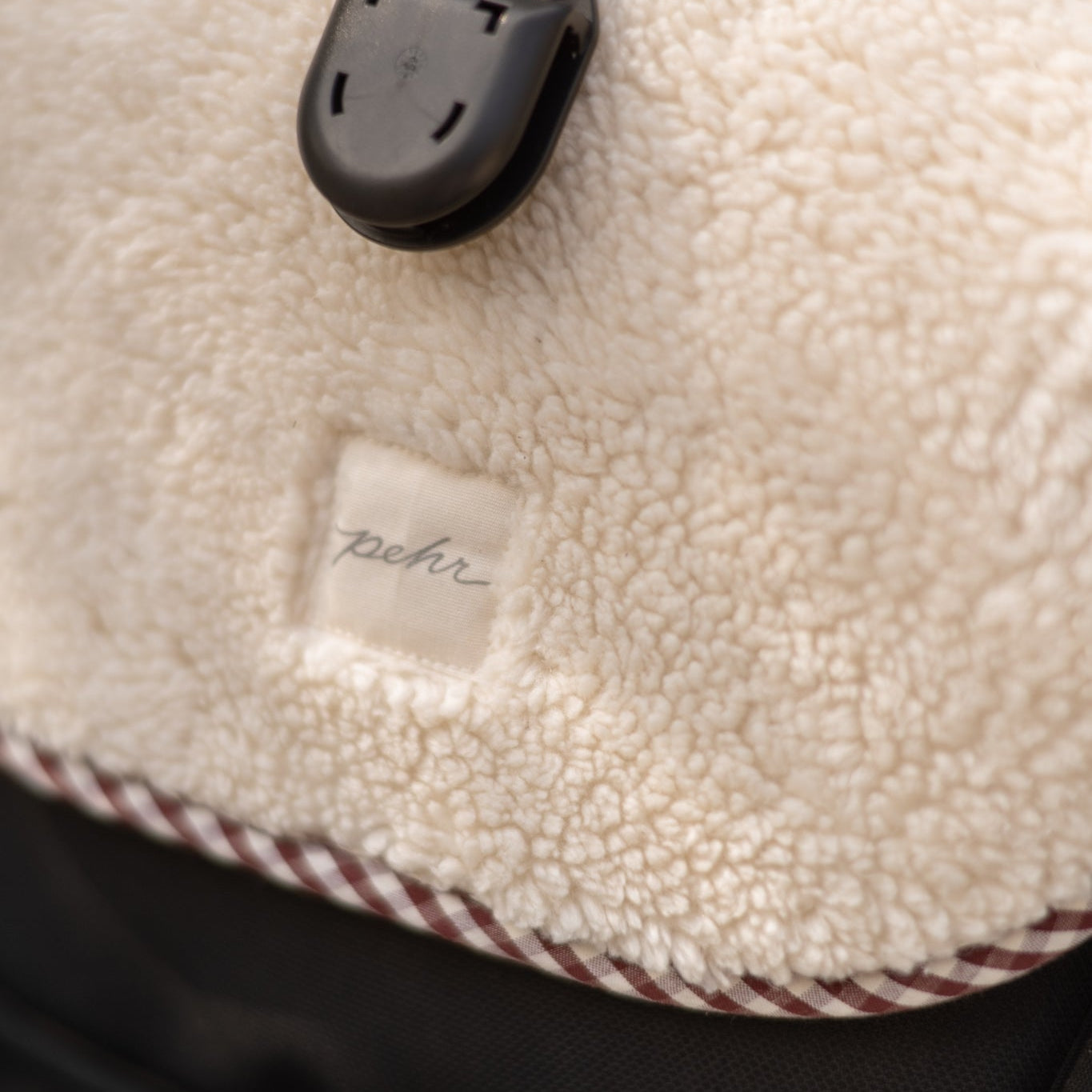 reversible stroller insert gingham mulberry/sherpa