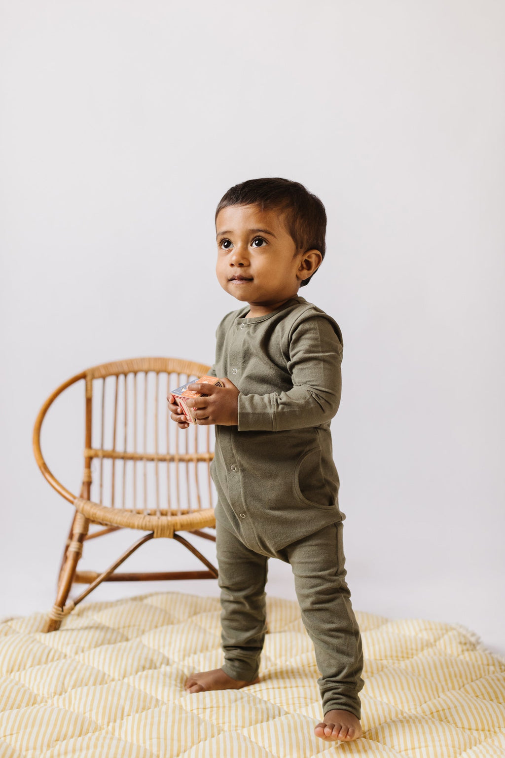 baby essentials romper olive