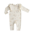 baby flutter romper flower patch in pinks pattern