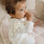 baby flutter romper flower patch