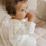 baby flutter romper flower patch