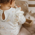 baby flutter romper flower patch