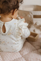baby flutter romper flower patch