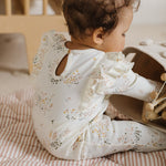 baby flutter romper flower patch