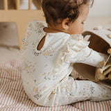 baby flutter romper flower patch