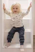 french terry harem pant ink blue
