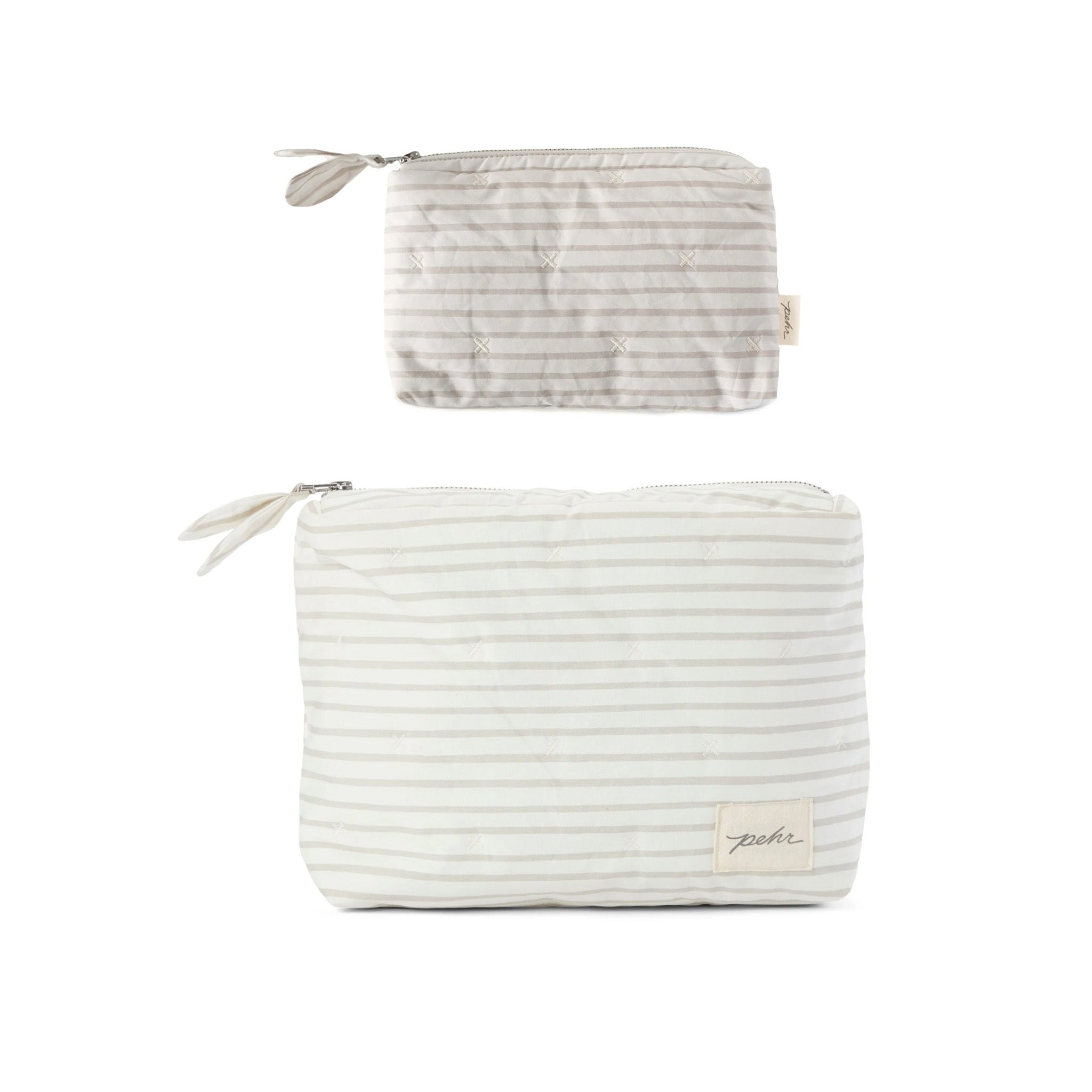 On The Go Pouch Set - Stripes Away Pebble Grey