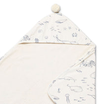 hooded towel life aquatic in blues pattern