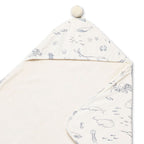 hooded towel life aquatic in blues pattern