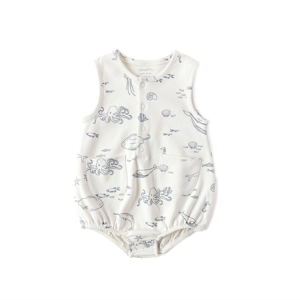 sleeveless one piece life aquatic in blues pattern