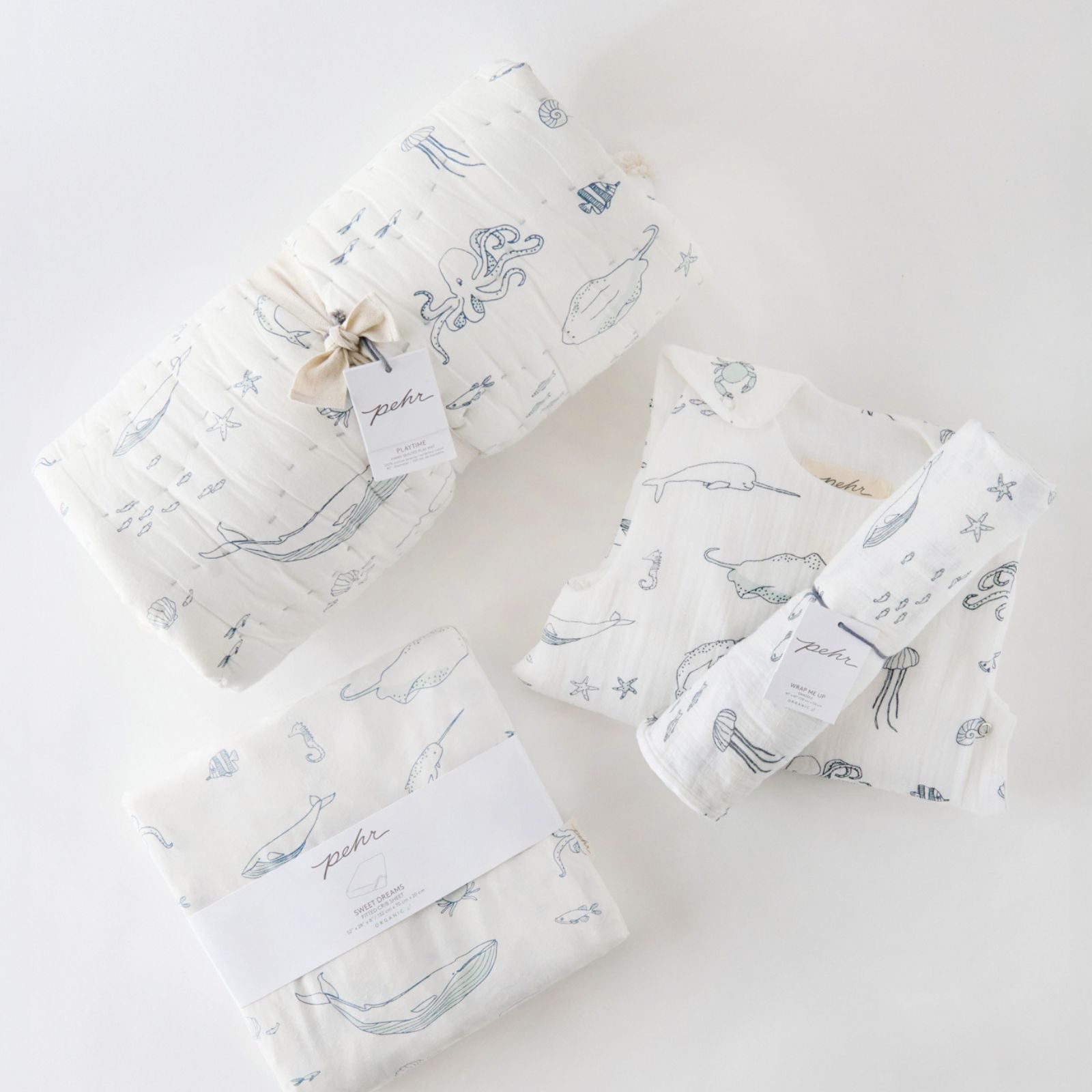 Organic Cotton Muslin Swaddle - Life Aquatic
