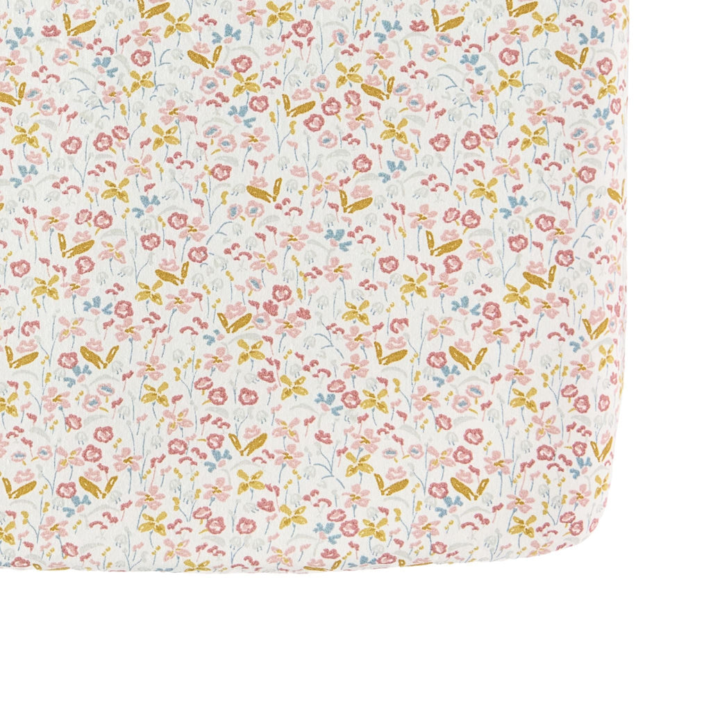 crib sheet floret in multi pattern