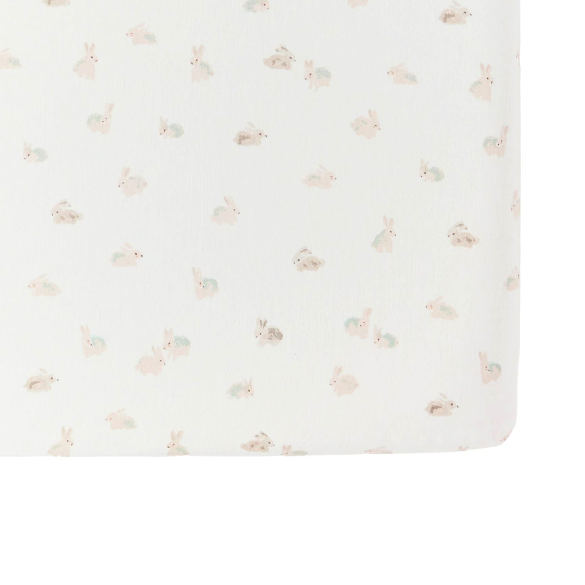 crib sheet hoppy bunny in blues pattern