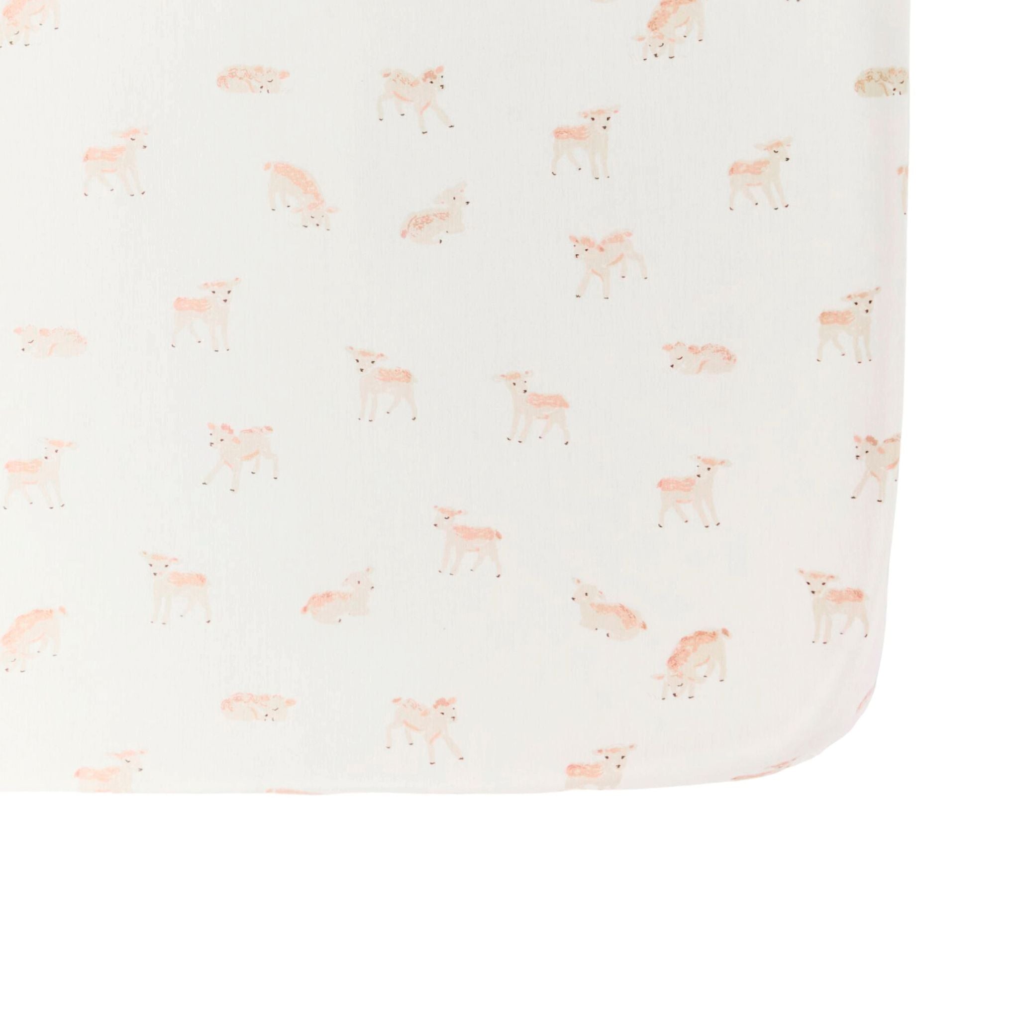 crib sheet dear lamb in pinks pattern
