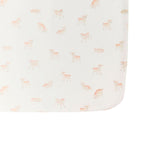 crib sheet dear lamb in pinks pattern