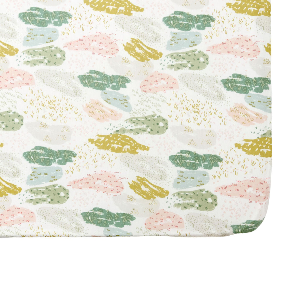 crib sheet happy valley in greens pattern