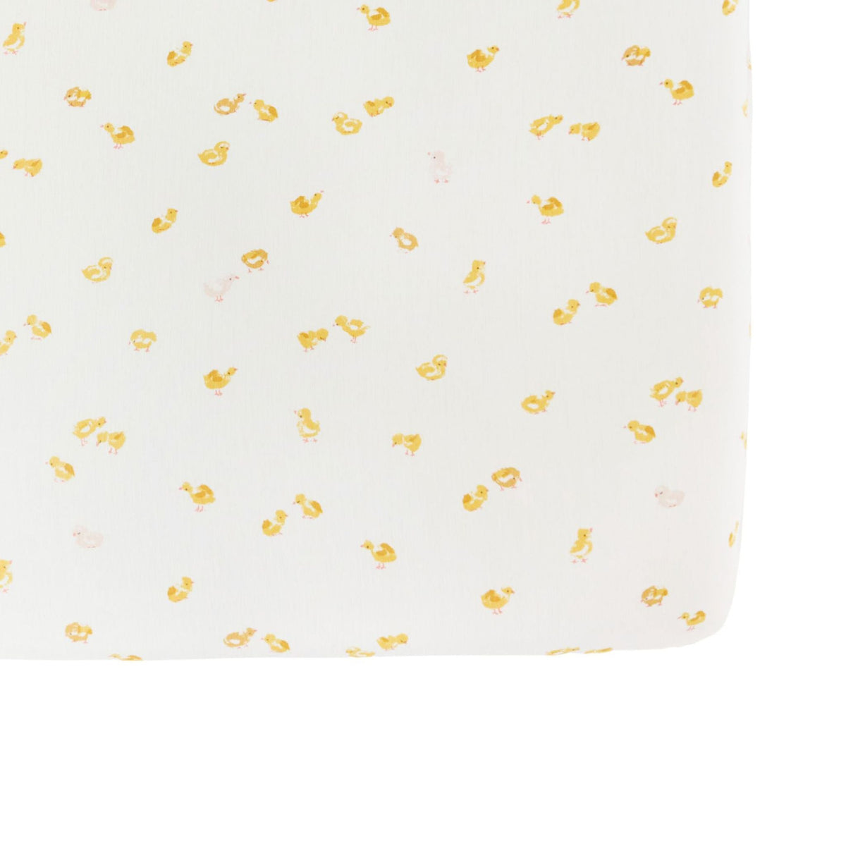 crib sheet cheerful chick in yellows pattern
