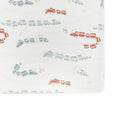 crib sheet locomotive in blues pattern